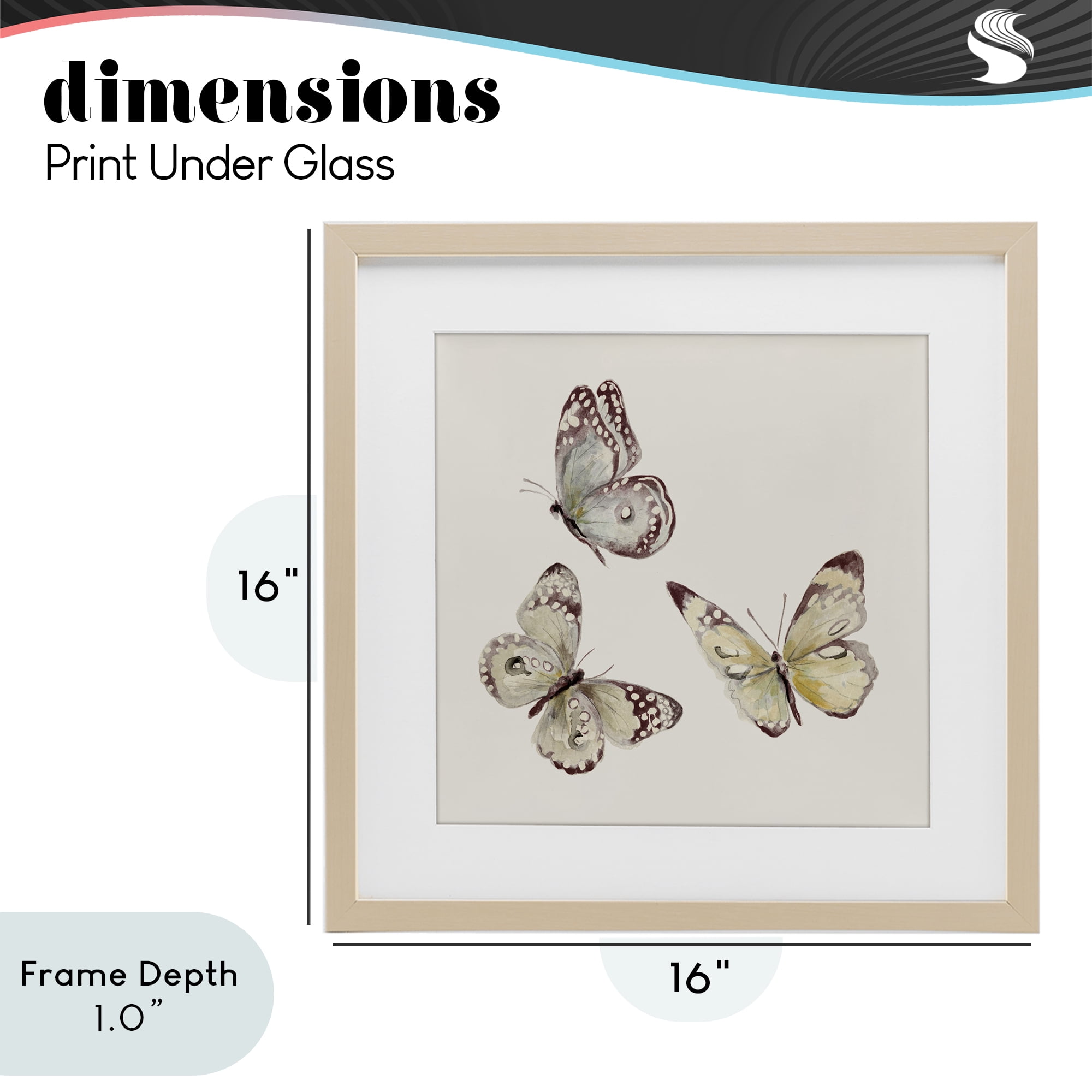 Stupell Industries Isolated Butterflies on Beige Birch Framed Print Under Glass, design by Patricia Pinto
