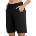 thumbnail image 6 of Charmo Women Bermuda Shorts with Pockets Athletic Knee Length Workout Biker Shorts, 6 of 7