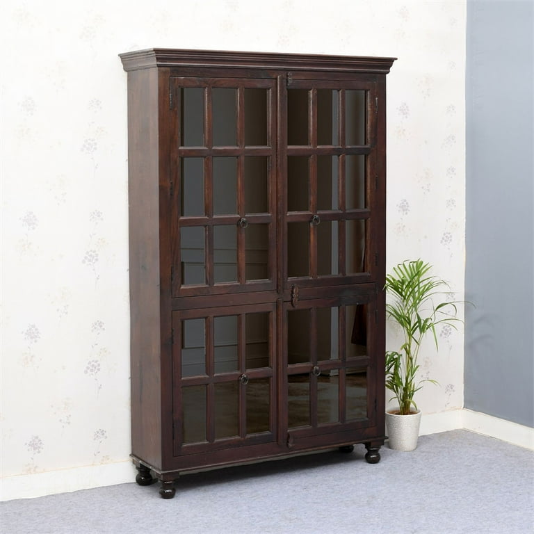 Solid wood 2024 glass door cabinet