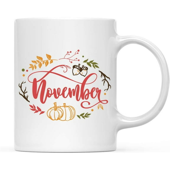 Koyal Wholesale Fall Autumn Season 11oz. Coffee Mug Gift, November, Colorful, 1-Pack