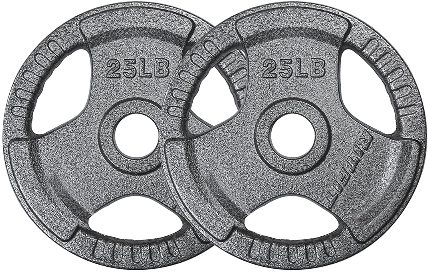 RitFit 25lb Set of Olympic Weight Plates for Barbell, 2 inch Iron