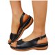 thumbnail image 5 of Sandalias de Cuña de Cuero de Estilo de Tacones Blancos Del Dedo Del Pie Cerrado, Tacones Negros Cerrado Del Dedo Del Pie Más Tamaño Abierto de la Hebilla de la Espalda, 5 of 9