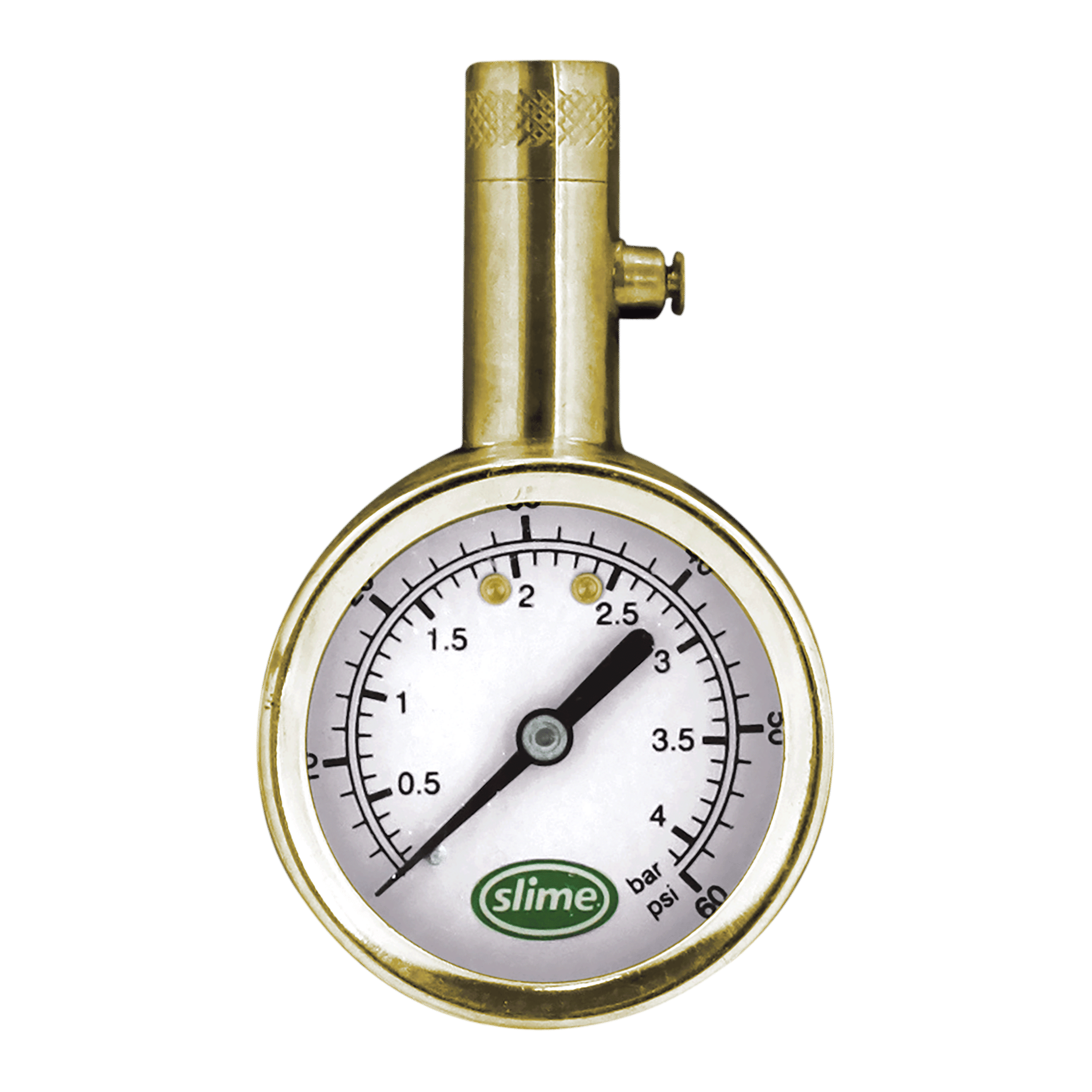 (2 pack) Slime Brass Dial Tire Gauge (5-60 Psi) Gold Color - 20459