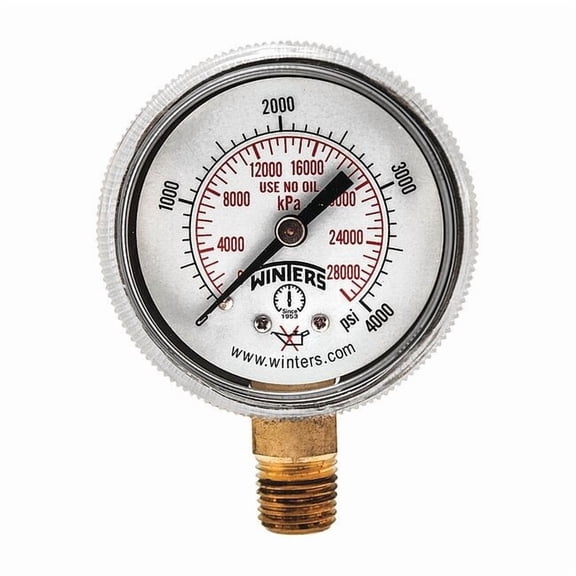 Winters Pressure Gauge,2" Dial Size,Brass PWL2732