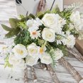 thumbnail image 4 of Littleplum Artificial Rose Flowers Bouquet,Fake 5 Rose Bouquet Faux Artificial Flower Arrangements Decoration Table Wedding Flower Centerpieces,for Door Garden Party Wall Decor,6 Pack,White, 4 of 9