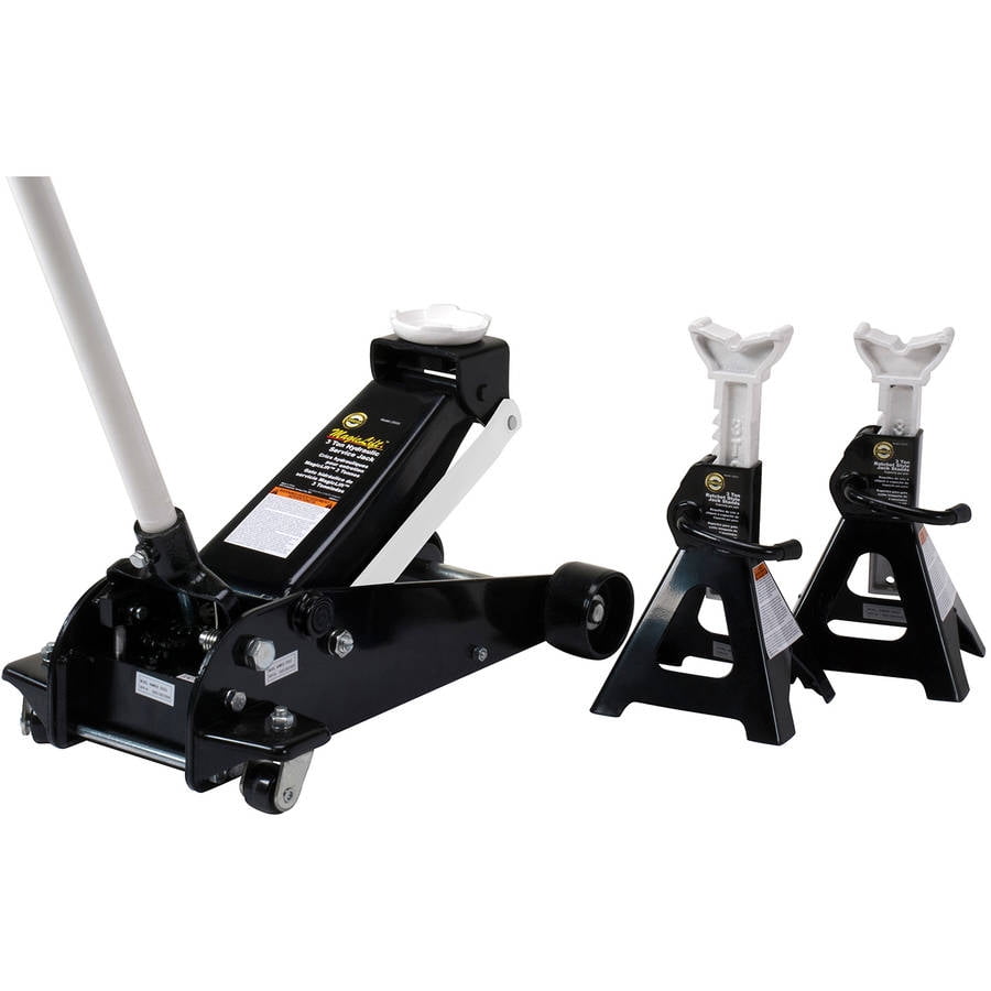 Omega 25033 Magic Lift Black Service Jack and Stand Combo, 3 Ton