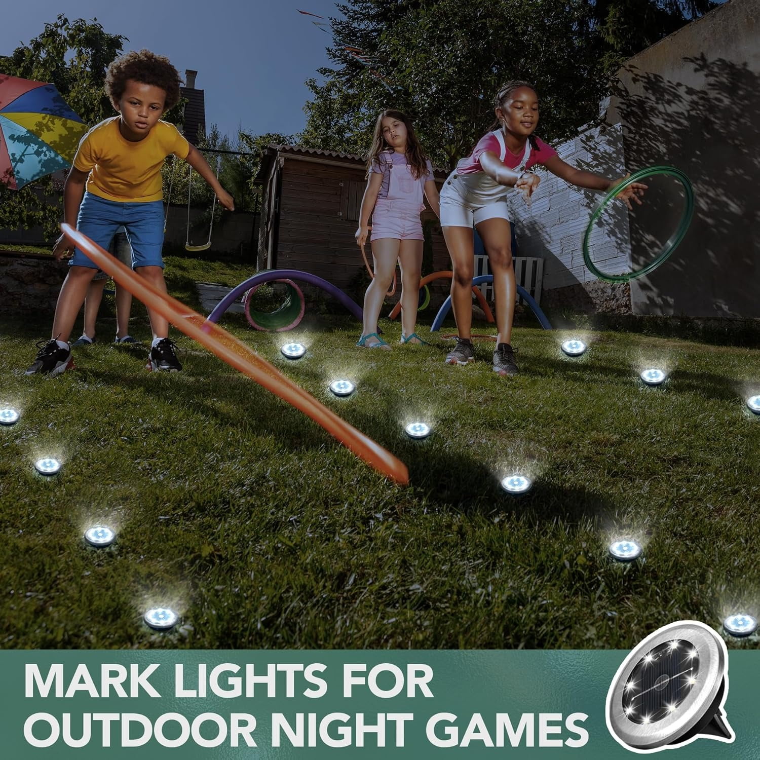 HOODINK 20 Pack Mini Solar Ground Lights, Solar Lights Outdoor Waterproof, Solar Garden Lights for Pathway Yard Driveway (Cool White)