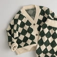 thumbnail image 1 of Suéteres de punto para niños, conjuntos de cárdigan con cuello en V y estampado a cuadros, abrigo y pantalones, ropa de primavera para niños y niñas, 2 uds., 1 of 6