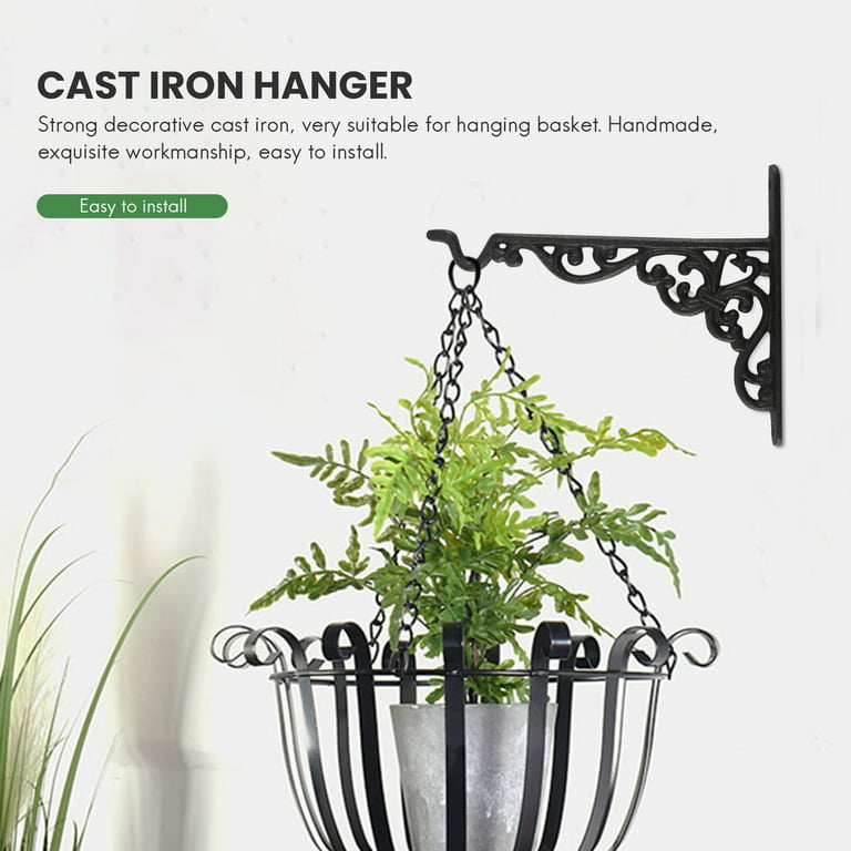 Cast Iron Hanger Wrought Iron Garden Hook Flower Pots Basket Wall Hanger Bracket with Expansion Screw, Size: One size, Photo Color