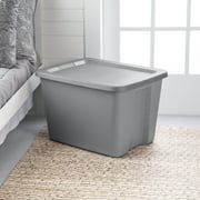 Sterilite 18 Gallon Large Storage Bin, Plastic Storage Container with Snap-On Lid, Gray