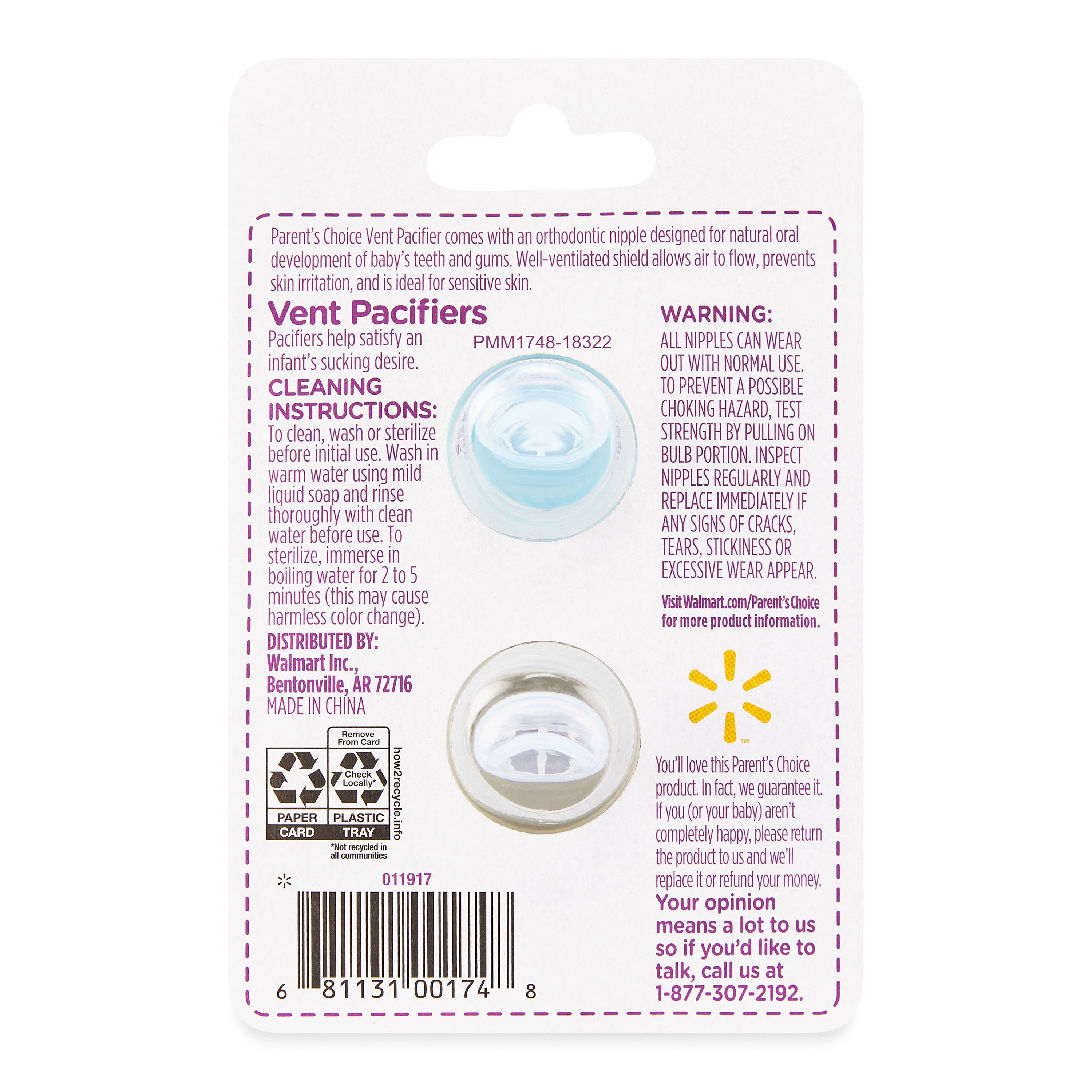 Parent's Choice Newborn Orthodontic Vent Pacifier, 0+ Months, Unisex, Blue & Gray, 2 Pack