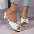 thumbnail image 6 of IUJSOY Kitten Heels for Women Pointed Open Toe Sandals Dressy Slip on Shoes Rhinestone Bow Slides, 6 of 9