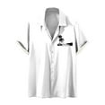 thumbnail image 2 of Mefallenssiah Mode Hommes Confortable Impression Manches Courtes Col Chemise Chemisier, 2 of 4