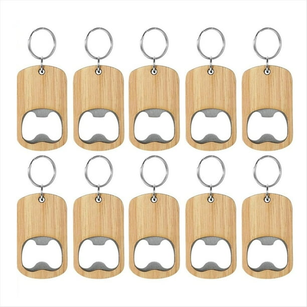 Juego de 10 Piezas de con Abrebotellas de Madera, Juego de Abridores de , Llaveros Grabados en , Etiqueta para Llaves para el Hogar, Cocina, Fiesta