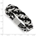 thumbnail image 3 of Stainless Steel Black Leather Bracelet, 8, 3 of 7