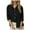 Black, variant on KAUOD Girls Summer Linen Shirts Casual Button Down 3/4 Long Sleeve Collar Shirt Teen Girl 2026 Loose Cotton Top Blouse with Pocket