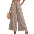 thumbnail image 1 of MODERN GOOSE Women's Wide Leg Palazzo Pants, Drawstring Waist, Pockets, Wheat, XL, 1 of 14
