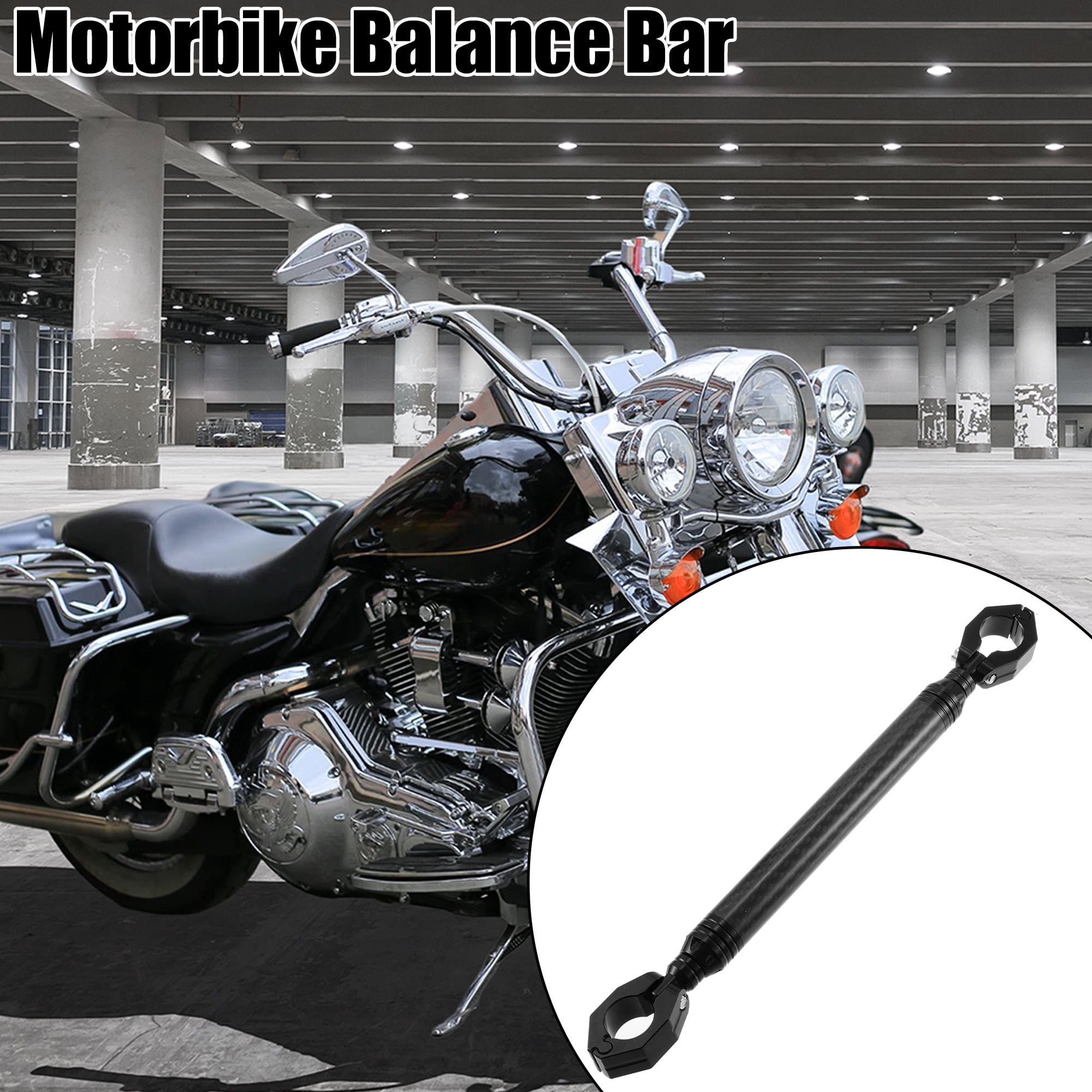 Unique Bargains Universal 22mm Carbon Fiber Pattern Black Motorcycle Balance Bar Crossbar Handlebar Adjustable