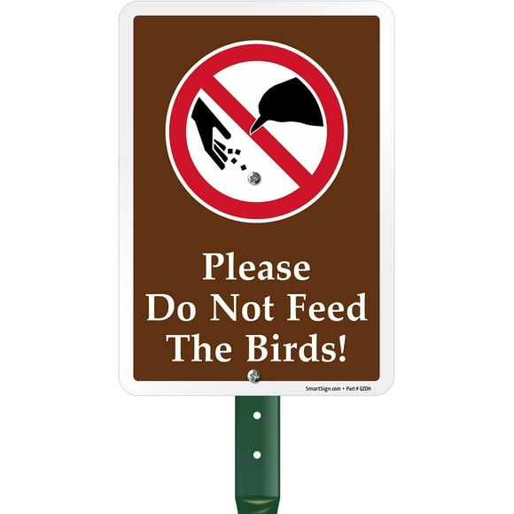 SmartSign 10 x 7 inch “Please Do Not Feed The Birds” LawnPuppy Yard Sign and 18 inch Stake Kit, 40 mil Laminated