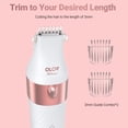 thumbnail image 5 of OLOV Bikini Trimmer for Women - IPX7 Waterproof Wet/Dry Electric Razors for Silk Skin, 3 Interchangeable Heads for Bikini, Legs, Underarms & Pubic Hair, Facial Hair Shaver for Women, Rose Gold, 5 of 8