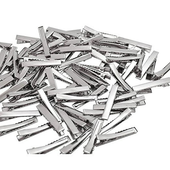 100 Pcs 4cm Flat Metal Single Prong Alligator Hair Clips Duckbill Barrettes for Hair Styling and Craft Projects