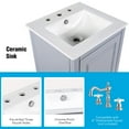 thumbnail image 3 of 20.3" Freestanding Bathroom Vanity with Ceramic Sink, Small Storage Bathroom Cabinet with Hidden Door Shelf, Removable Drawer, Groove Line Design Finish,Grey, 3 of 7