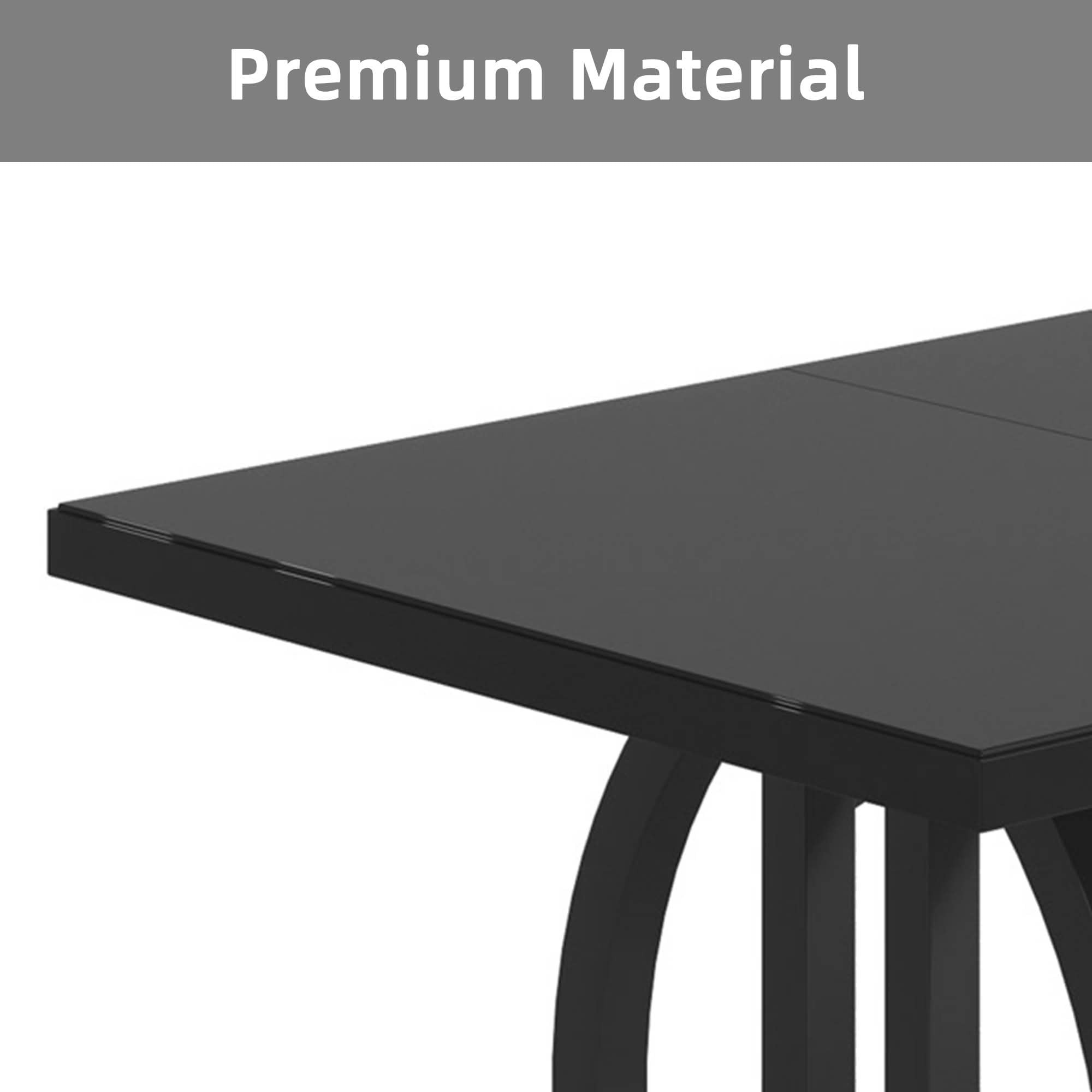 MAYEERTY 63 Inch Modern Dining Table, All Black Rectangular Kitchen Dinner Table with Sturdy Metal Frame for 4 to 6 People