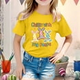 thumbnail image 2 of Toddler Girls Tops & T-Shirts Kids Easter Bunny Graphic Loose Fit Casual Short Sleeve Pullover T Shirts Activewear,Yellow,4-5 Years, 2 of 4