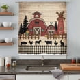 thumbnail image 4 of Brown Farmhouse Sheer Curtains 63 Inches Long, Vintage Country Animals Wood Grain Plaid Light Filering Curtains, Breathable Simi Curtain Privacy Drapes for Living Room Bedroom Window Treatment, 4 of 9