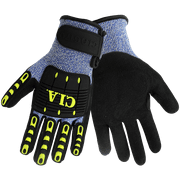 Global Glove CIA617V Vise Gripster C.I.A. Tuffalene HDPE, Double Mach Finish Nitrile Gloves, Cut Resistant, Large, 12PK