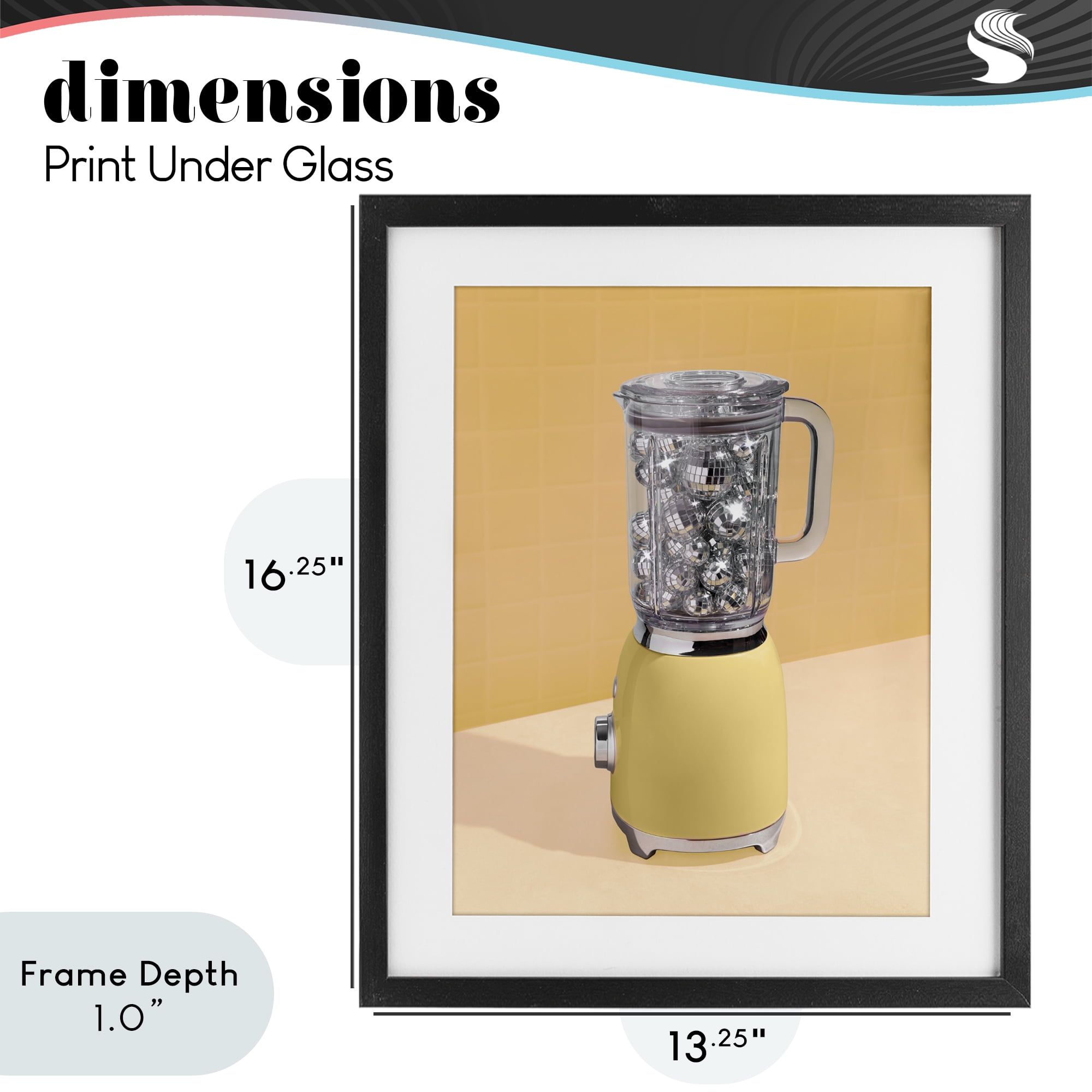 Stupell Industries Disco Drink Blender over Yellow Black Framed Print Under Glass, design by LISH Creative