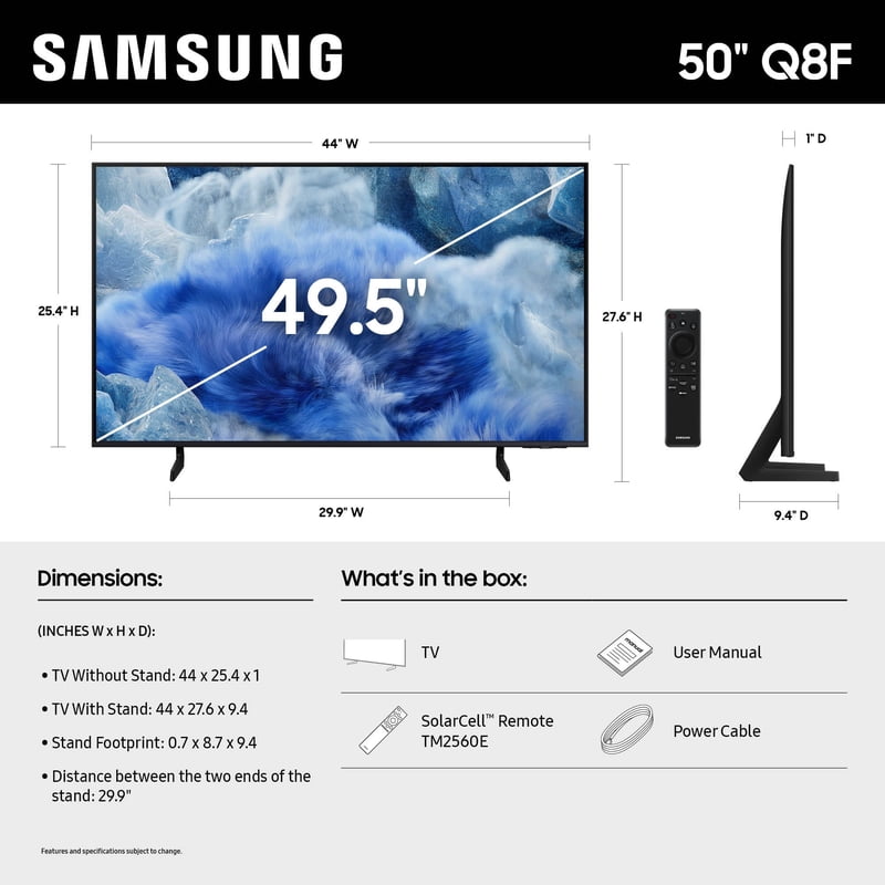 Samsung 50" Class QLED Q8F 4K Samsung Vision AI Smart TV 2025 - QN50Q8FAAFXZA display and camera view