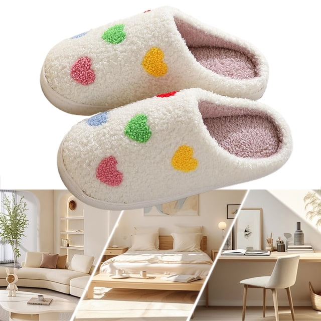 Zapatos Casa Sin Cordones Felpa Con Forma Corazón Cómodas para Interior Y Exterior