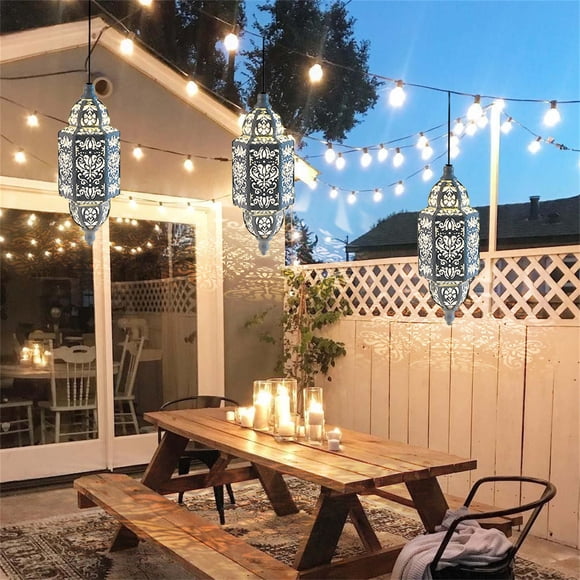 Farol solar hexagonal exterior Luz de jardín recortada solar Marroquí Luz impermeable decorativa para patio Lámpara ambiental