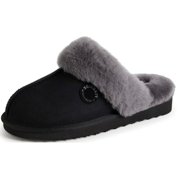 Pantuflas Fireside de Dearfoams Sydney Resistente al Agua con Forro de Borrego Talla 8 M US
