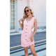 thumbnail image 5 of Vestido de Fiesta Corto Ajustado con Cuello Redondo, Sin Mangas, de Punto, con Botones y Bolsillos para Mujer (Verano 2025) Rosa XXL, 5 of 10