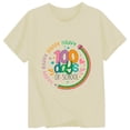 thumbnail image 3 of Bainana Girls 100Th Days Of School T-Shirt Toddler Cartoon Print Short Sleeve Crew Neck Tops Fashion Lightweight Teen Girls School Summer Outfits Beige Size 6-7 Years, 3 of 3