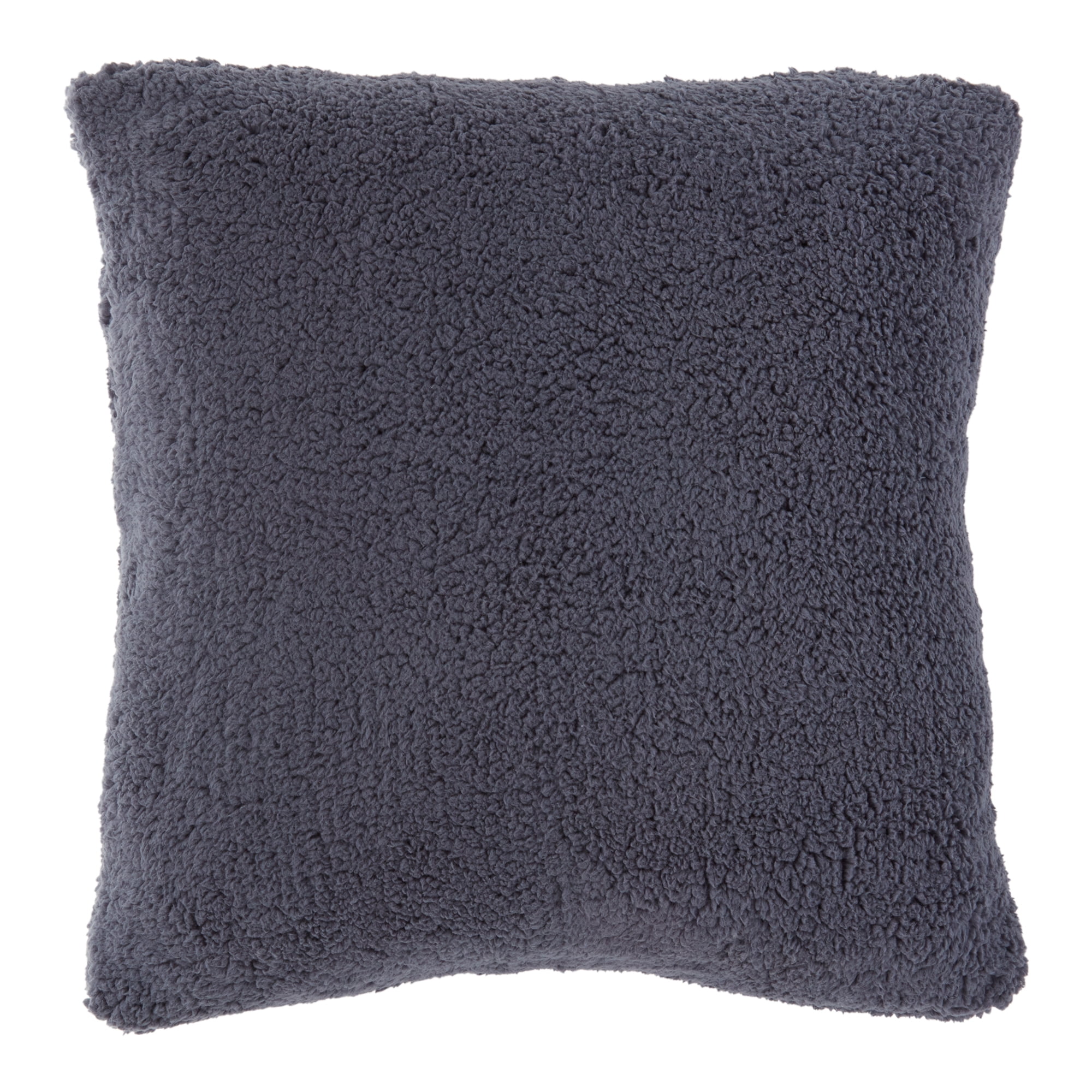 24 in. Square Sherpa Throw Pillow Cover in Blue Steel