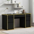 thumbnail image 2 of DreamCurship 58 Inch Executive Desk, Computer Desk with 7 Drawers, Home Office Desk for Work and Study, Black, 2 of 8