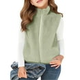 thumbnail image 4 of Otqutp Kids Fuzzy Plush Vest Lightweight Sleeveless Sherpa Fleece Plush Waistcoat Girls Cute Faux Furry Outerwear Jacket, 4 of 6