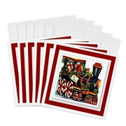 3dRose, Christmas Train, 6 Greeting Cards with envelopes