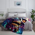 thumbnail image 4 of Blanket,Psychedelic Color Painting Skull,Lightweight Cozy Plush, 4 of 8