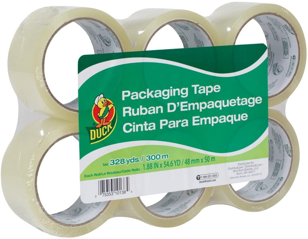 Duck Brand Standard Grade Packaging Tape, 1.88Inch x 54.6 Yards, 6