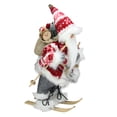 thumbnail image 2 of Northlight 13" Red and White Snowflake Skiing Santa with Gift Bag Christmas Figure, 2 of 2