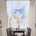 thumbnail image 3 of Cute Bow Tie Up Curtains 45 Inches Long, Kitchen Window Curtains Over Sink, Blue Bowknot Minimalist Solid Color Small Window Curtains Shade Balloon Curtains Valances for Bedroom/Cafe 34"x45", 3 of 8