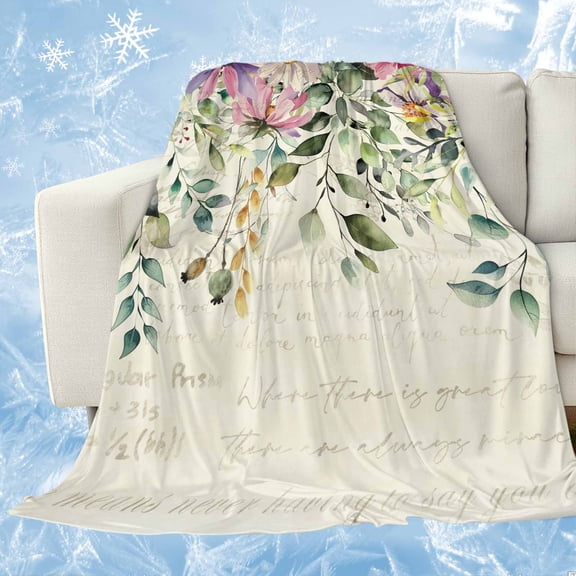 Eucalyptus Cooling Blanket,Lightweight Breathable Summer Throw Blanket with Double Sided Cold Effect,Sage Green Botanical Leaf Pink Flower Farm Picnic Blankets Bed Sheet for Hot Sleepers 30"x40"