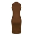 thumbnail image 5 of Fartey Womens Bodycon Midi Dresses Summer Sleeveless Crew Neck Party Cocktail Dresse Casual Elegant Solid Color Pencil Dresses Brown L, 5 of 9