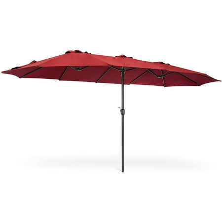 Best Choice Products 15x9ft Large Rectangular Outdoor Aluminum Twin Patio Market Umbrella w/ Crank, Wind