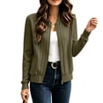 thumbnail image 6 of Lmueinov Womens Zip Up Cardigan Crew Neck Long Sleeve Knit Cardigan Sweaters Lightweight Cropped Layering Jacket for Winter Fall Office Travel Daily, 6 of 8
