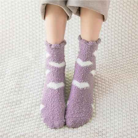 

Womens Coral Fleece Socks Heart Print Socks Colorful Lightweight Cotton Athletic Socks